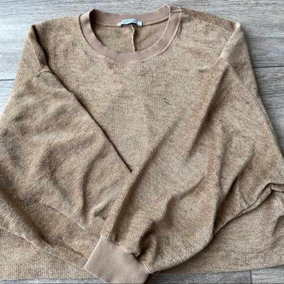 Trafaluc by Zara Tan Drop  Shoulder Cropped Pullover Sweater - Picture 9 of 16